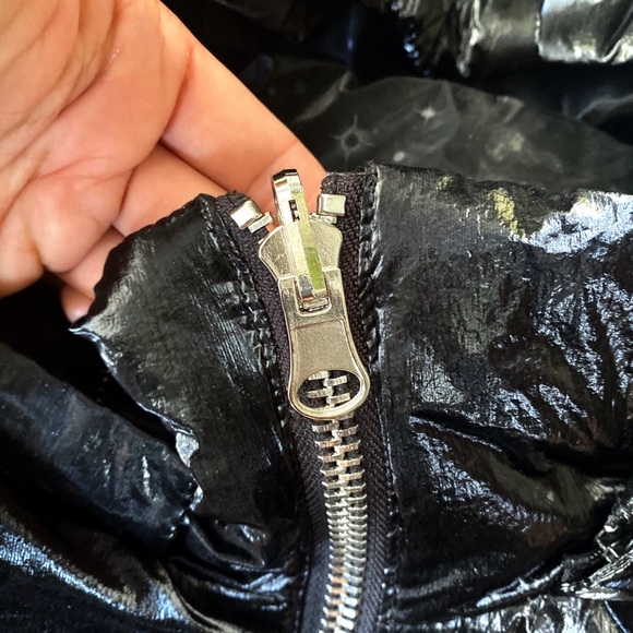 🖤 JET BLACK TALL ZIP UP HOODED DOWN WINTER JACKET! - Picture 7 of 12